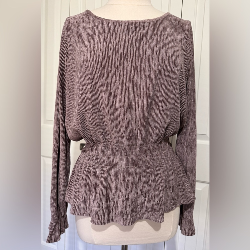 2 for $20 Belle by belldini Ribbed Velvet Top Elastic Waist & Sleeves SZ L EUC